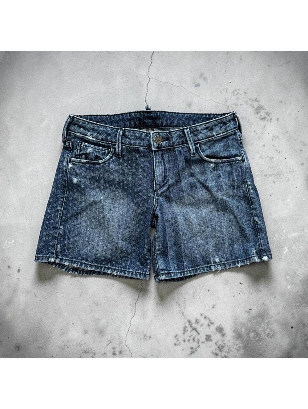Vintage Y2K true religion jorts with american flag pattern